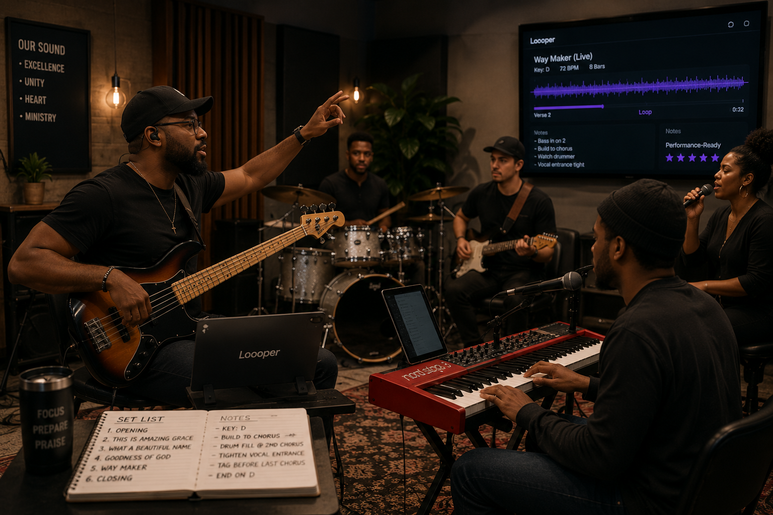Music director leading a group rehearsal